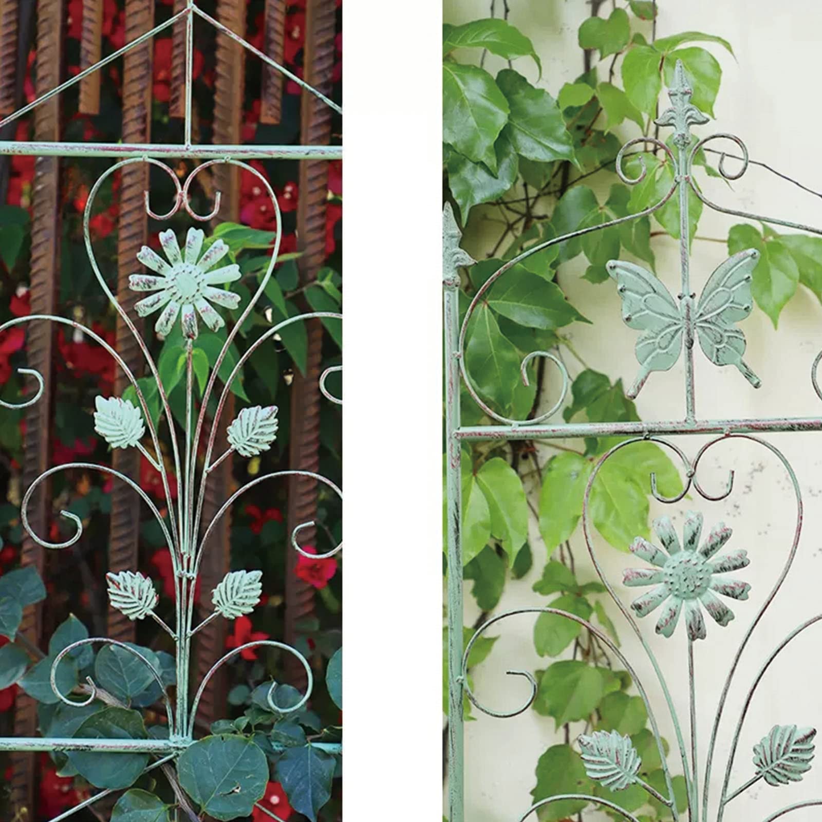 Traliccio da giardino, in ferro nero, antiruggine, supporto decorativo per piante rampicanti e fiori, durevole ed elegante