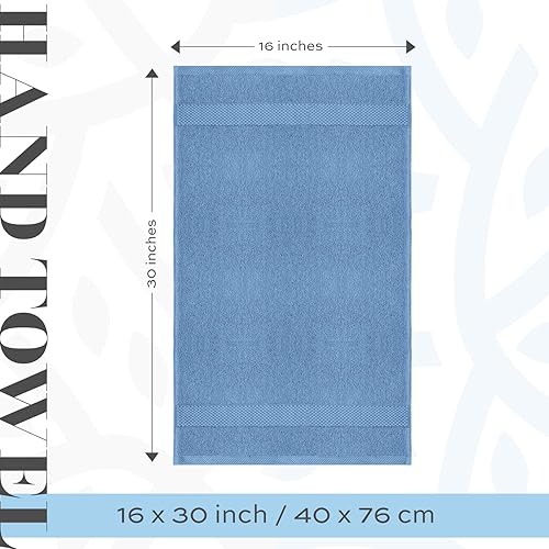 Miniatura 54 de Juego de toallas de mano White Classic de lujo, set de toallas para el baño, hotel, spa, cocina, de algodón egipcio circular, 40cm x 76cm, set de 6