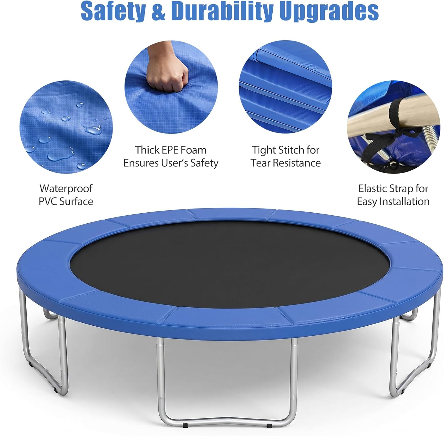 Trampoline Replacement Safety Pad, Spring Cover for 10ft 12ft 14ft 15ft Trampolines, Trampoline Accessories