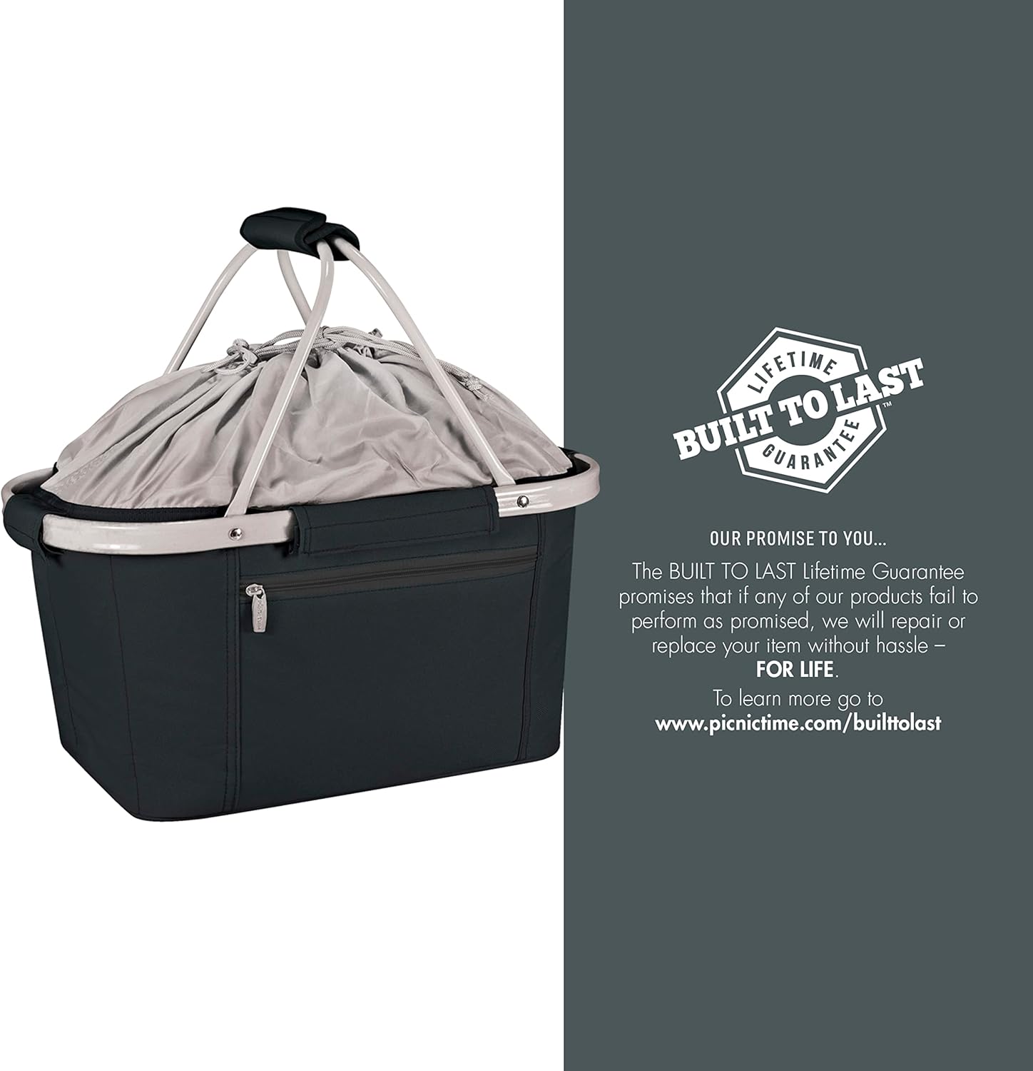 PICNIC TIME NCAA Clemson Tigers Metro Shopping Basket, Insulated Picnic Basket, Collapsible Market Basket, Utility Tote Cooler Bag, (Black)