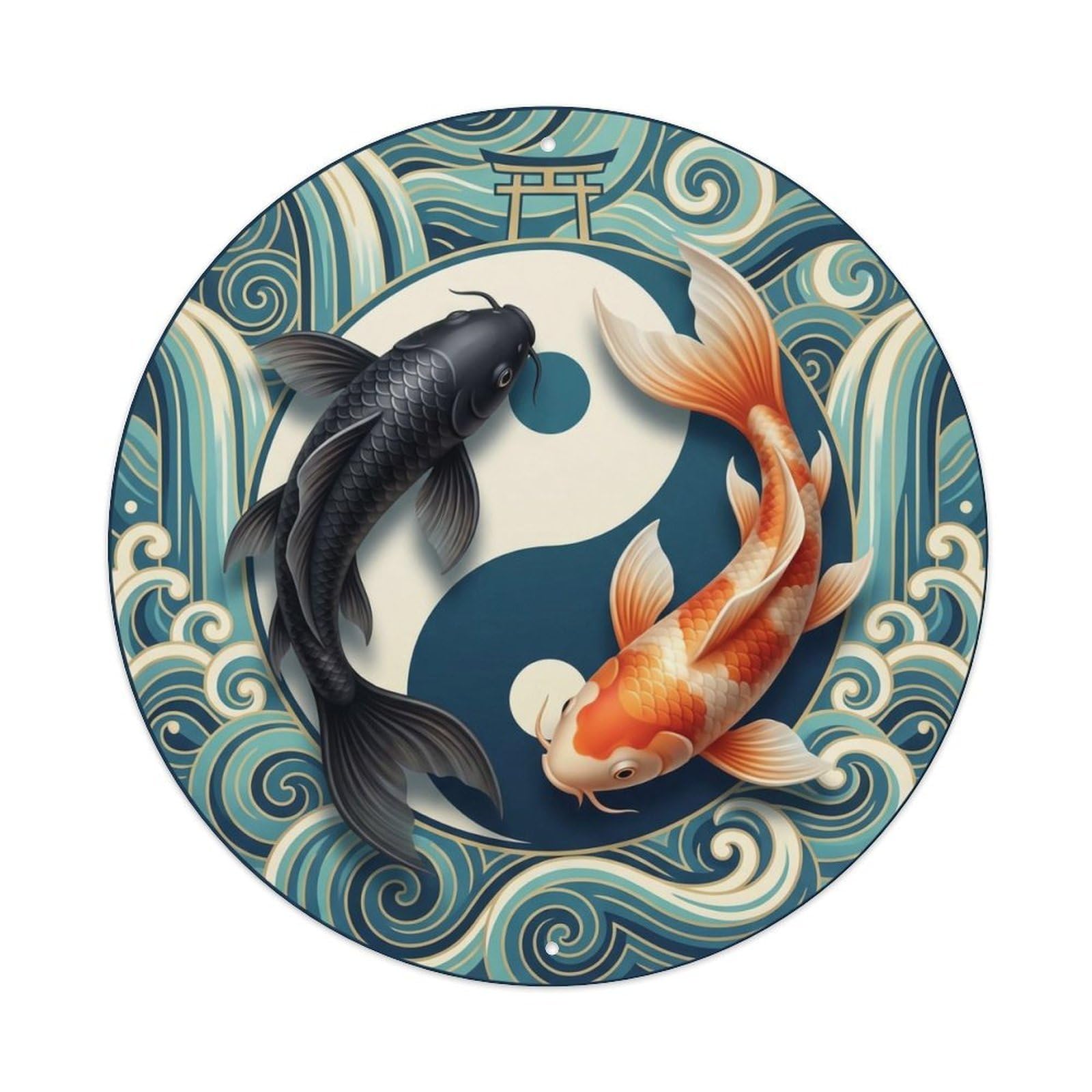 Tai Chi Koi Fish Dragon Gate Leap Success Transformation Metal Tin Sign
