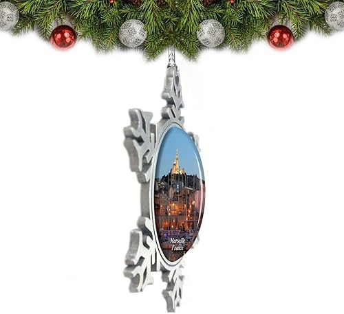 Miniatura 2 de Francia Old Port of Marsella Adorno de Navidad Decoración Árbol de Cristal Metal Recuerdo Regalo
