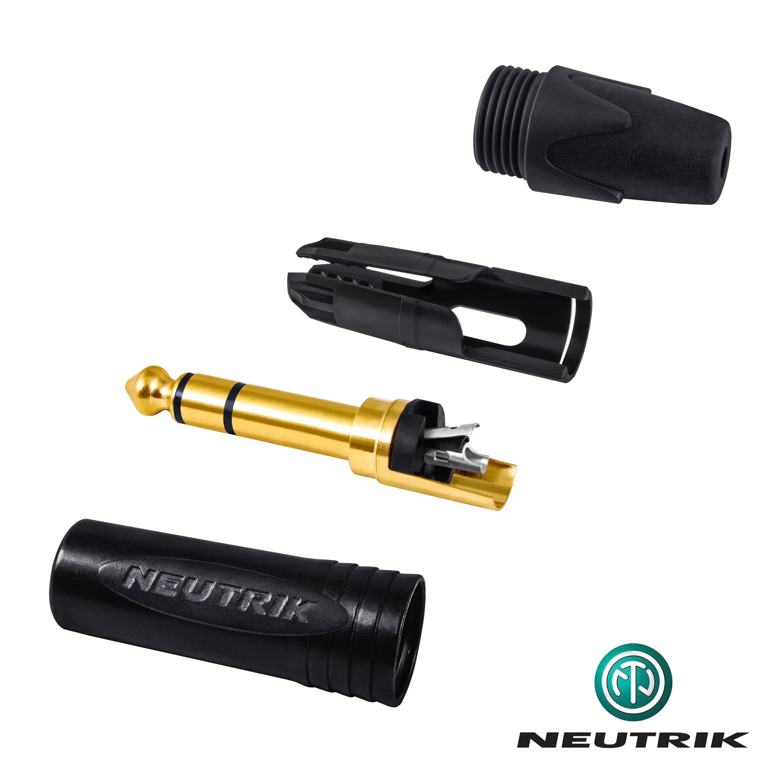 2 cavi Star-Quad ultra silenziosi, ultra flessibili e bilanciati, 4,8 m, con connettori stereo TRS dritti dorati Neutrik NP3X-B da 6,35 mm e rivestimento in tweed nero