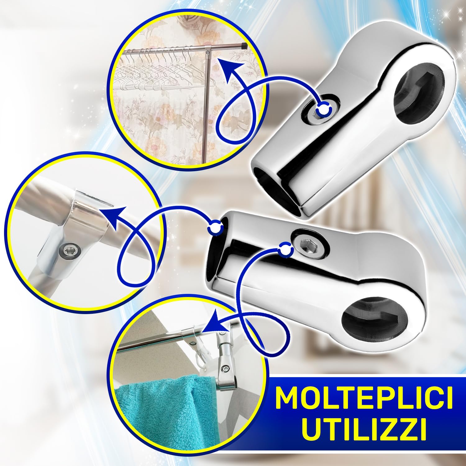 2 Pezzi Porta Tubo a Forma di T Ø25 x 84 mm è Cromato ed è Adatto per Struttura Cabina Armadio Componibile - Garanzia di 10 Anni - MONTERAL