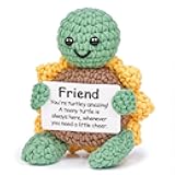 Glydein Funny Gifts for Best Friend - Handmade Crochet Turtle with Sunflower Shell, Positive Friendship Gift for Best Friend Birthday Valentines Day or Christmas, Long Distance Present for Bestie BFF