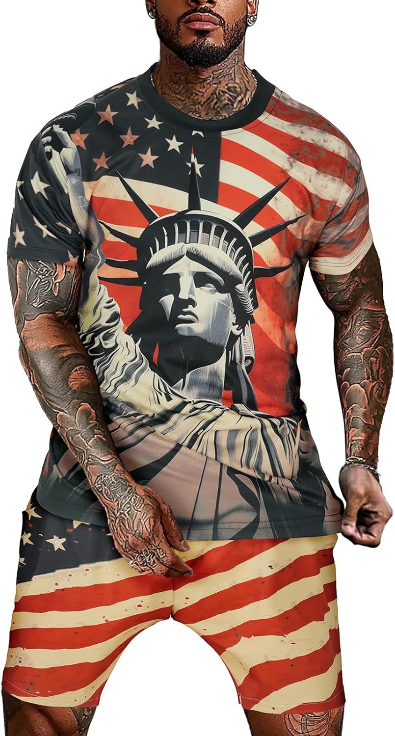 Mens 4th of July Patriotic Outfits American Flag Suit