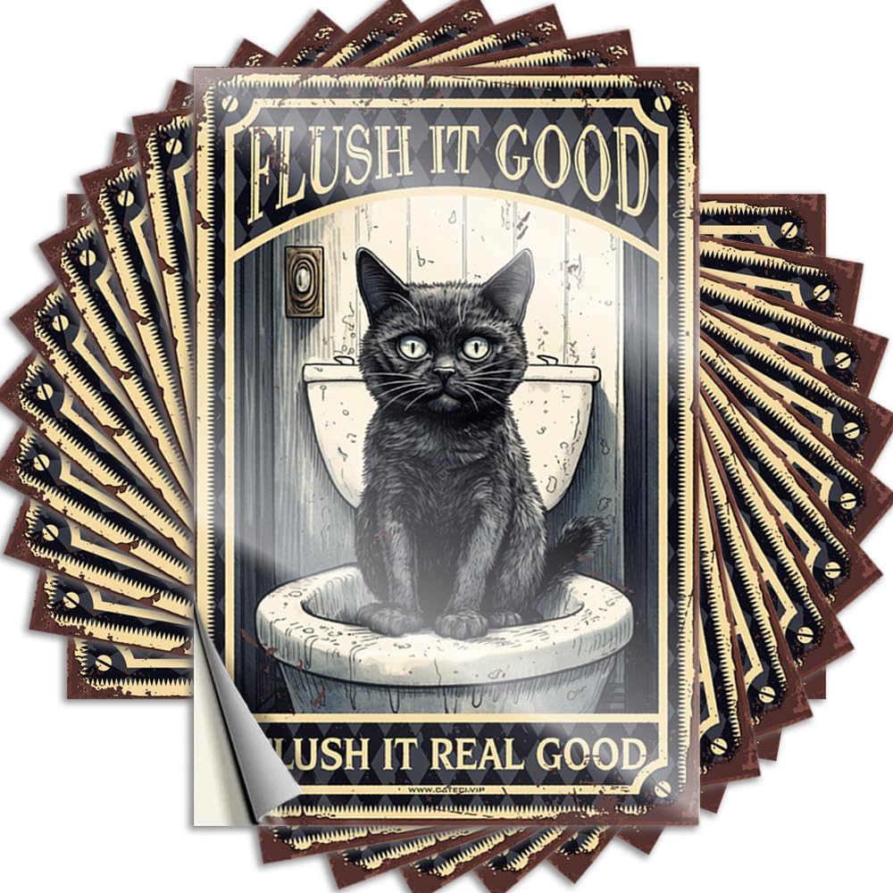 Crazy Bumper, Lake House Decorations Bottle Black Cat Flush It Good Flush It Real Good | Funny Quote Drinking Decals(12X18CM)