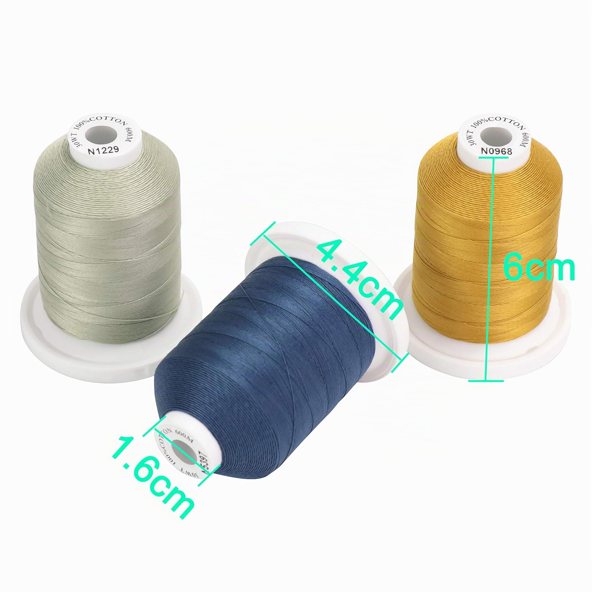 New brothread 12 Colori Neutri&Jean Multiuso Filo di Cotone Mercerizzato al 100% 30WT (50S/3) 600M per Quilting, Cucito e Ricamo