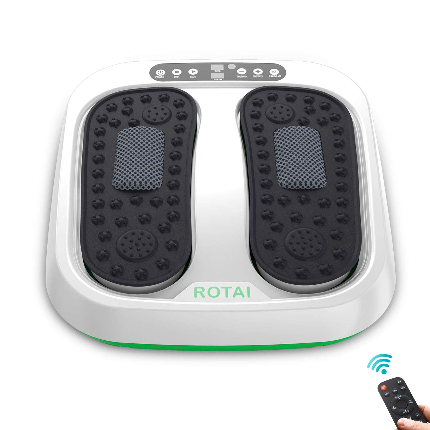 ROTAI Shiatsu Foot Massager Pain Sore Feet Calves Relief Vibration and Rotation Acupressure Systems Improve Circulation Electric Device with Remote Control White