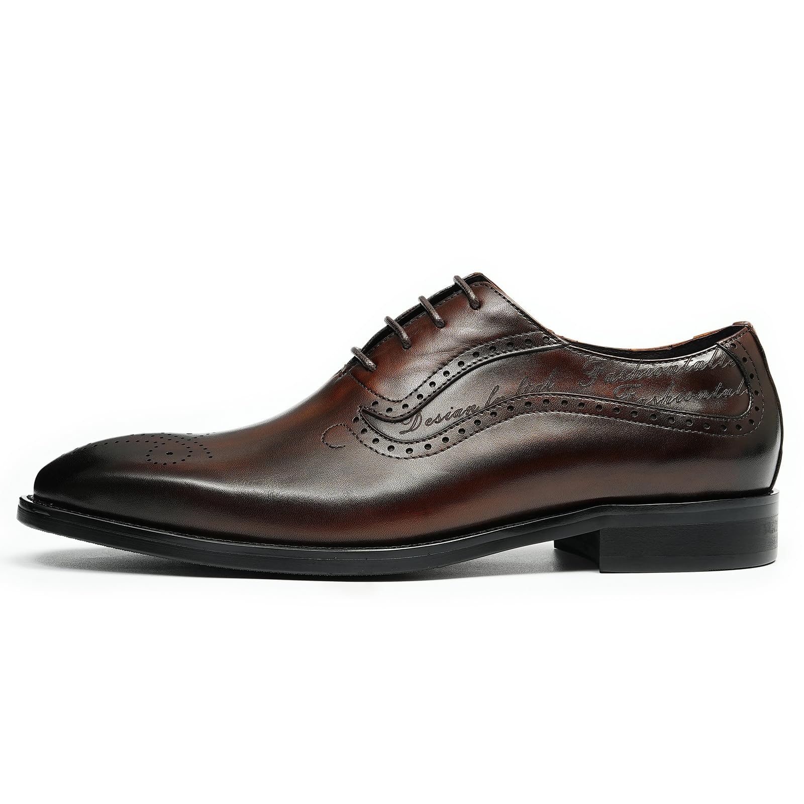 Brogues Formali Affari da Uomo Oxfords Eleganti in Vera Pelle Scarpe Basse Stringate da Abito