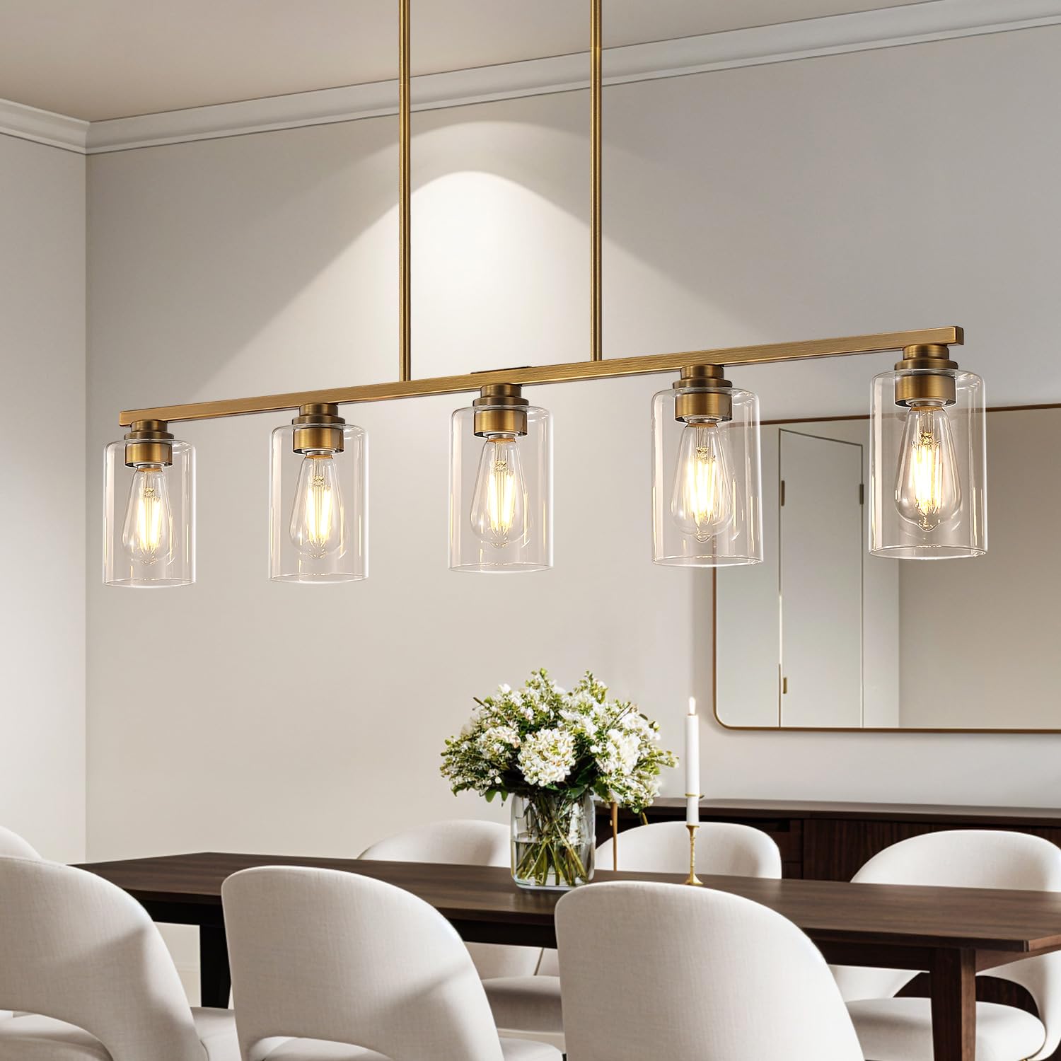 Photo 1 of Mecgirn 5-Light Island Chandelier, Brushed Brass