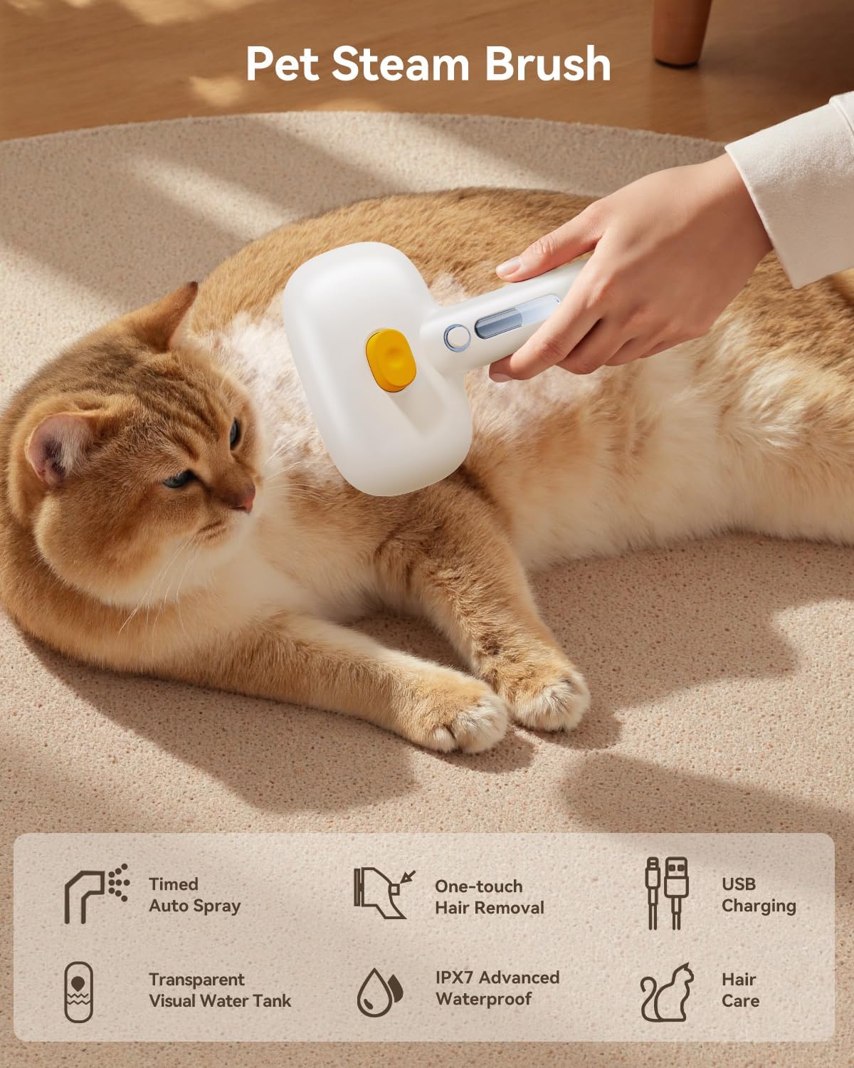 ROJECO Pet Steam Brush with features listed