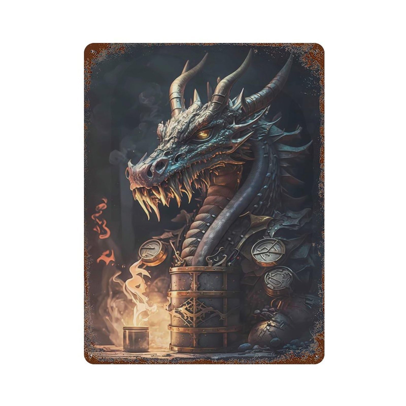 Dragon Adorable Vintage Metal Tin Sign 15.7"x11.8", for Cafe, Home Bar And Lounge Decor, Vintage Wall Decor