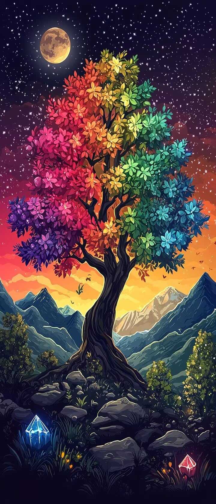 Il Cielo Stellare Dipingere z i Numeri Adulti, Misura XXL 80 x 240 cm, Albero Della Vita Paint by Numbers Kit Principianti z 3 Penne, Zestaw Fai Da Te, Hobby Creativi Adulti, (Senza Cornice) P0M-411