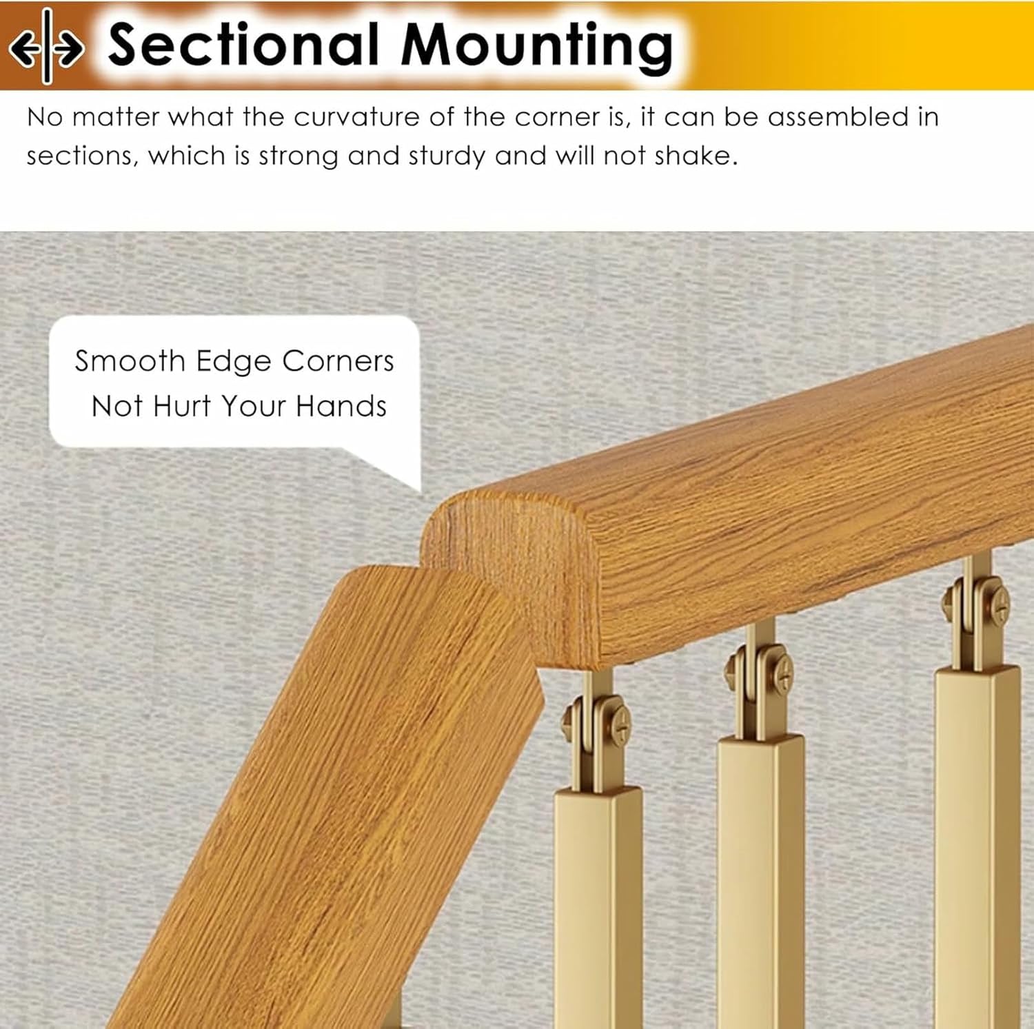 Side Mount Stair Spindle - Wooden Handrail Support Bar, Indoor Stair Baluster Deck Railing Post for Hallway Loft Garage Stairway Steps