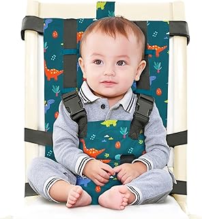 Gogokids Portable Fabric Highchair Baby Easy Seat - Toddler Table Harness Foldable Children Travel Booster Seat for Any Chair with Backrest, Washable Safety Strap for Highchairs and On-The-go Dining