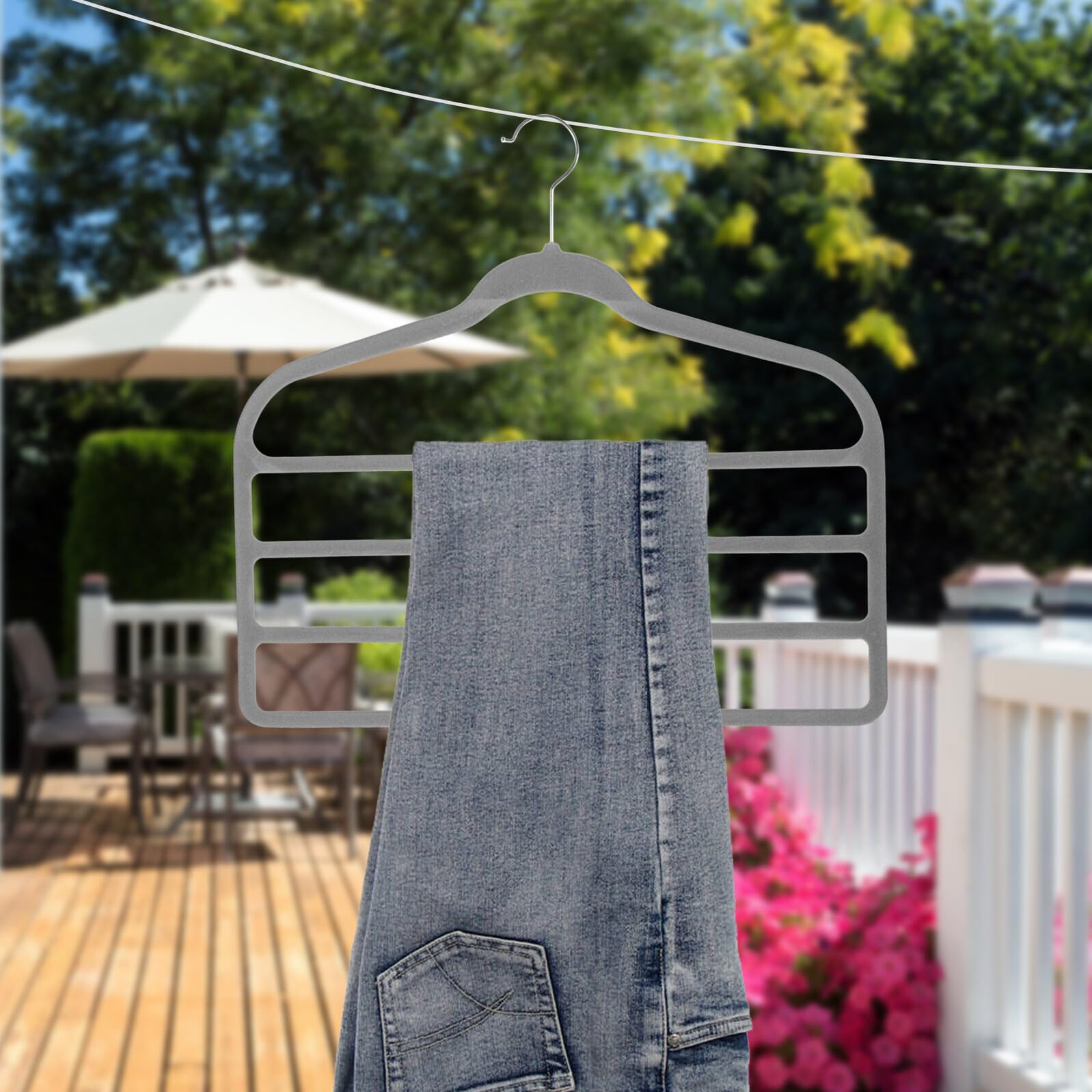 TOYANDONA Perchas y Revestimiento Plástico Pantalones para Antideslizante Terciopelo, 10 Piezas, Multiusos para Ahorrar Espacio Organizar Ropa Armario