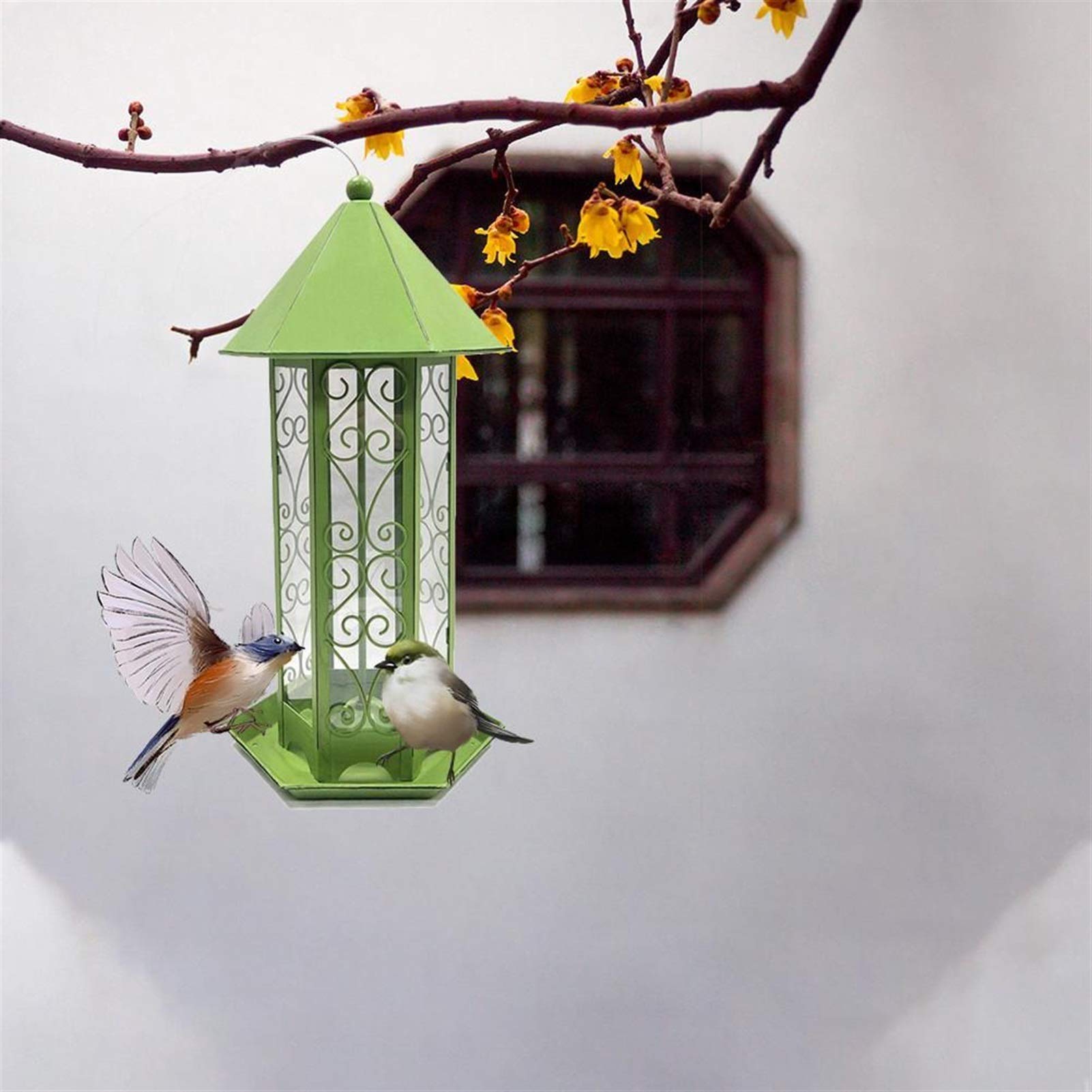 Karmnik dla ptaków Podajniki dla ptaków Wiszące Typ Outdoor Pet Bird Seeds Food Feeder Drzewo Ogród Przekąski Bucket Holder Bird Feeder Feed Station Karmniki dla dzikich ptaków