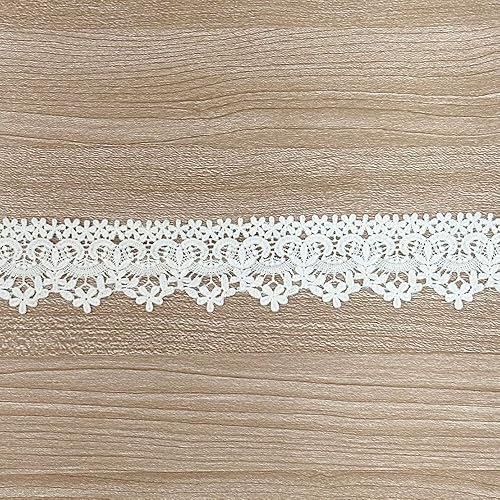 Miniatura 4 de Designer's Shop VL 6644 - Borde de encaje blanco de Venecia para coser, manualidades, (flores pequeñas) VL 6644, 1-34 pulgadas x 5 yardas,