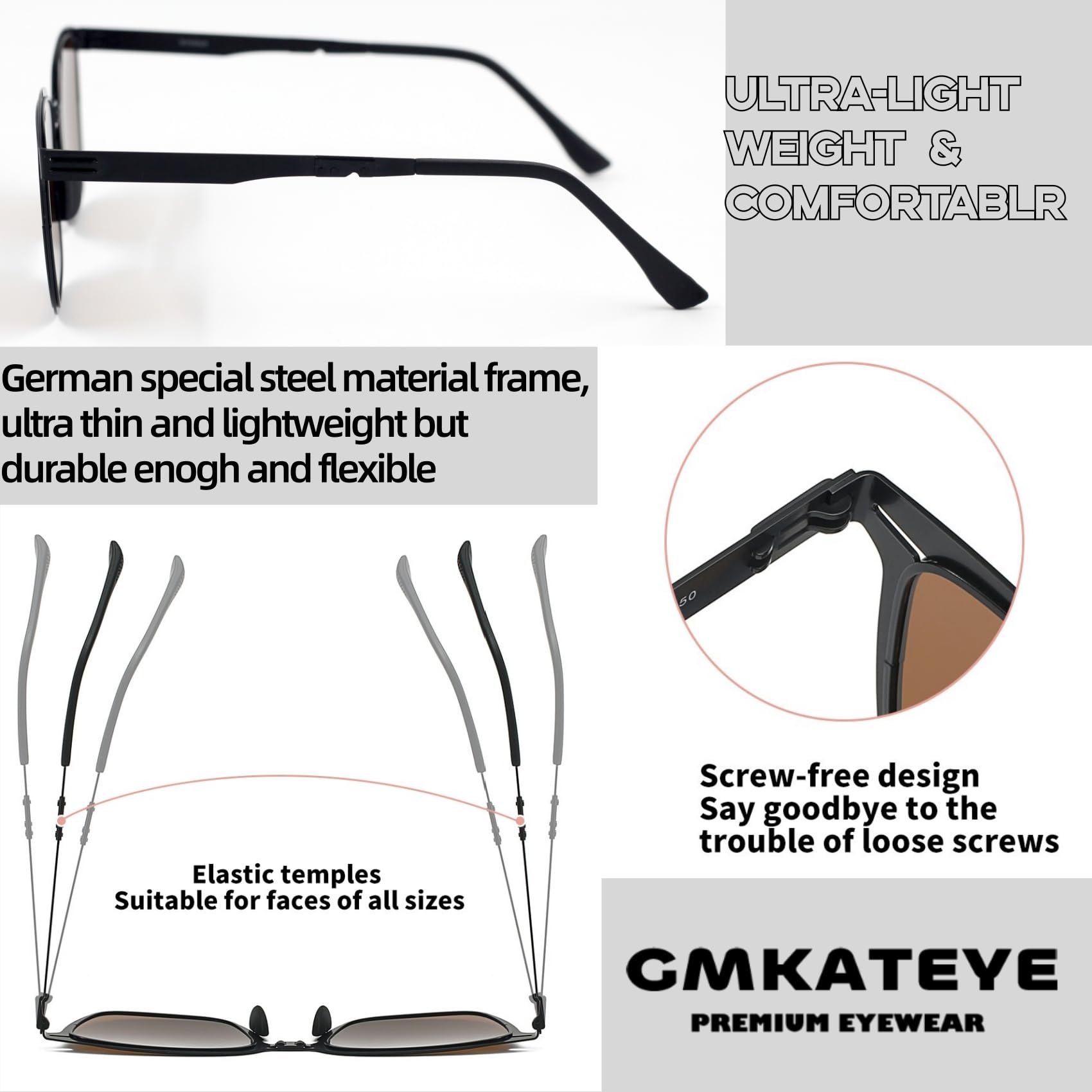 Gafas de sol plegables polarizadas para mujeres y hombres, protección UV400, cuadradas, negras, ultraligeras, retro, clásicas, plegables