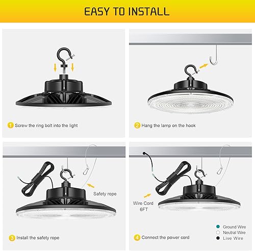 Miniatura 7 de 240W ULDLC Listed LED Alta Bahía Luz Control Remoto Regulable Extra Brillante Grande 36,000Lm 5000K IP65 Impermeable LED UFO Almacén Tienda Bahía