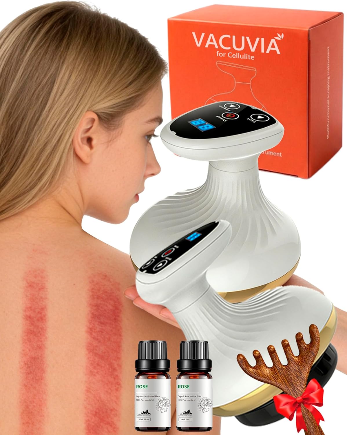 Electric Gua Sha Device for Cellulite Massage Tool,9 Suction Levels&Heating,Handheld Massager - Deep Massage,Negative Pressure Strong Suction, Smart Cupping Massager(1 Pcs)