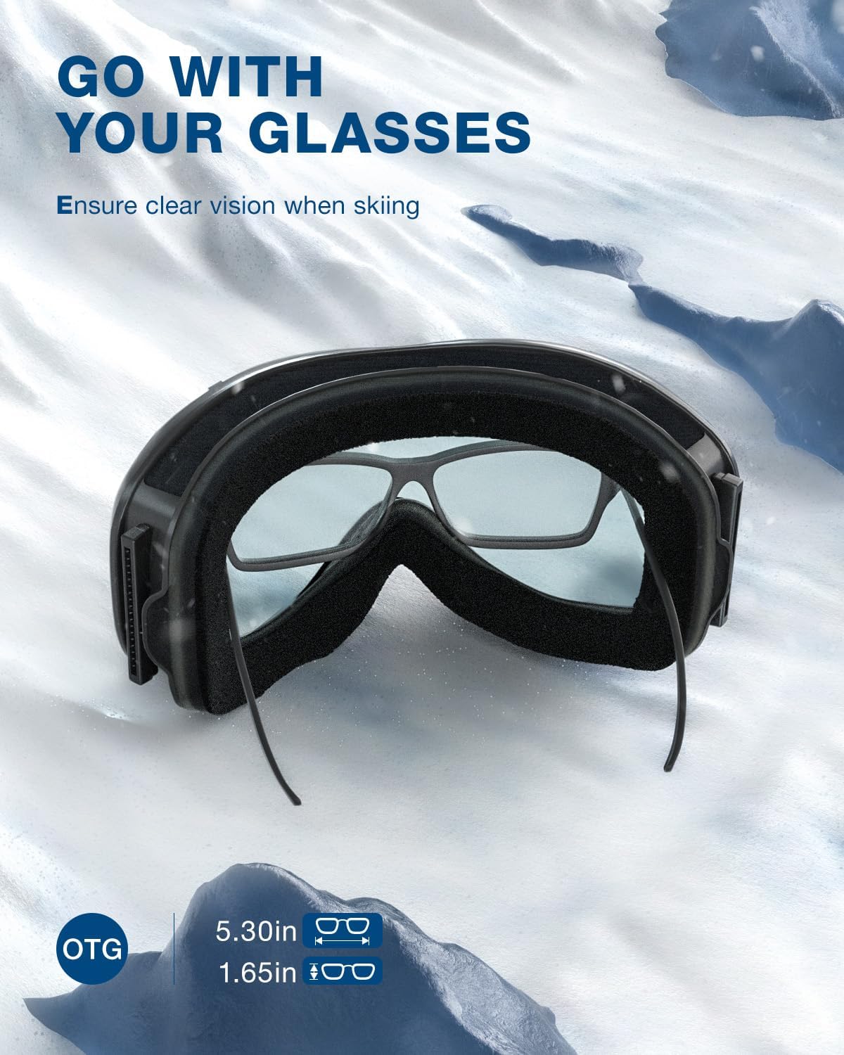 ZIONOR Lagopus B1 Ski Goggles OTG Anti fog Snow Goggles UV Protection Snowboard Goggles for Men Women Adult Youth