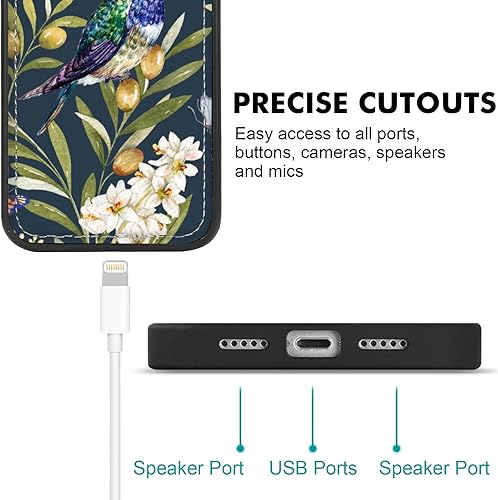 Miniatura 5 de CASEOWL Funda de piel vegana floral compatible con iPhone 13, magnética, desmontable, delgada, funda protectora de TPU para iPhone 13, diseño de
