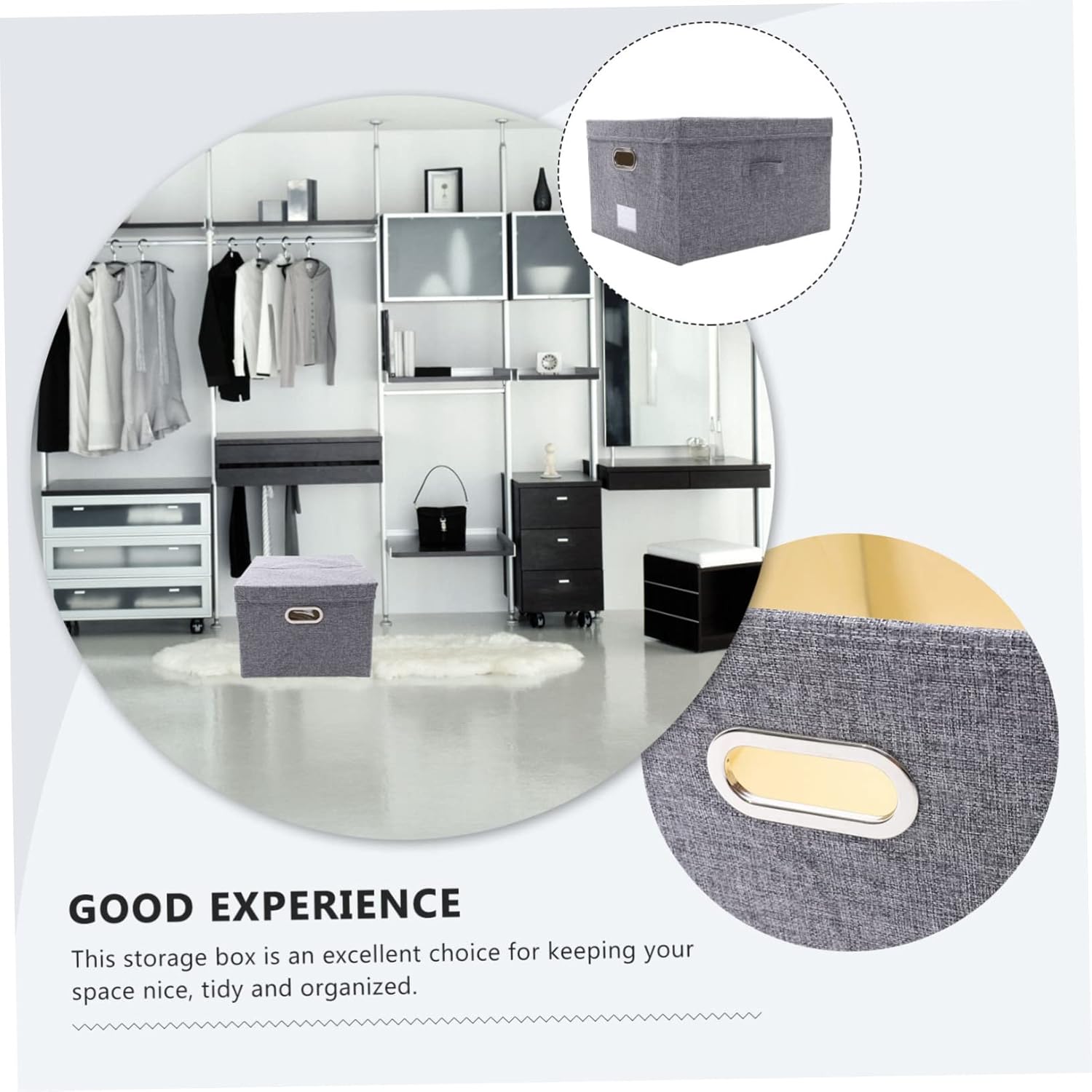 Happyyami Fabric Storage Box with Lid and Organizer for Clothes Books and Sundries Multi-functional Storage for Organization