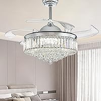 Vista 1 de NOXARTE 48 Inch Crystal Chandelier Ceiling Fan with Light Fandelier Ceiling Fan with Light Retractable Blades Fan with Remote Control 48" Dimmable