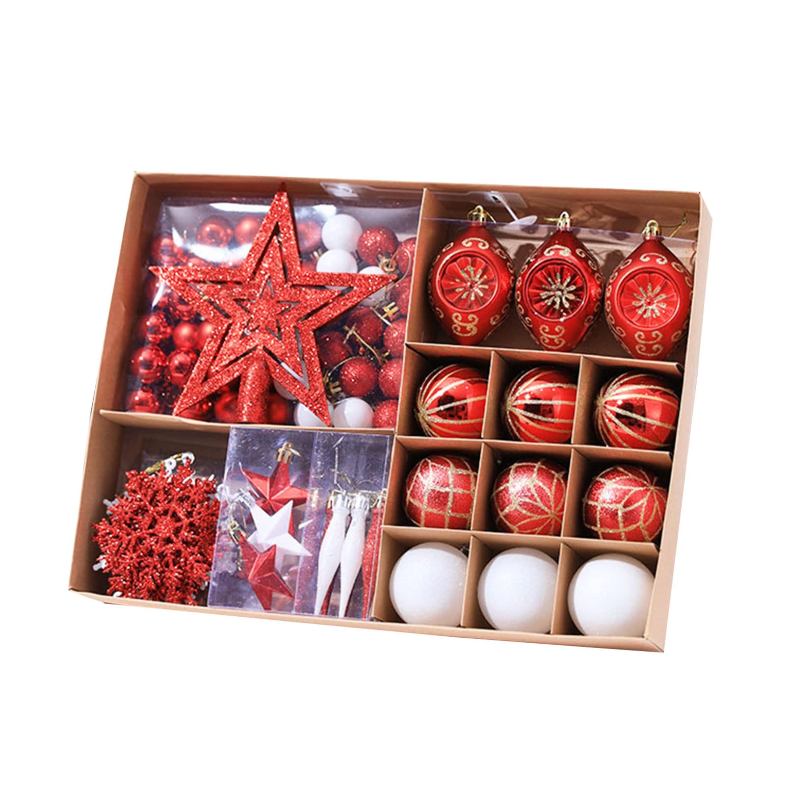 Christmas Ball Tree Star 73pcs / box Hanging Christmas Ball Pendant Ornament Baubles Balls Ornament