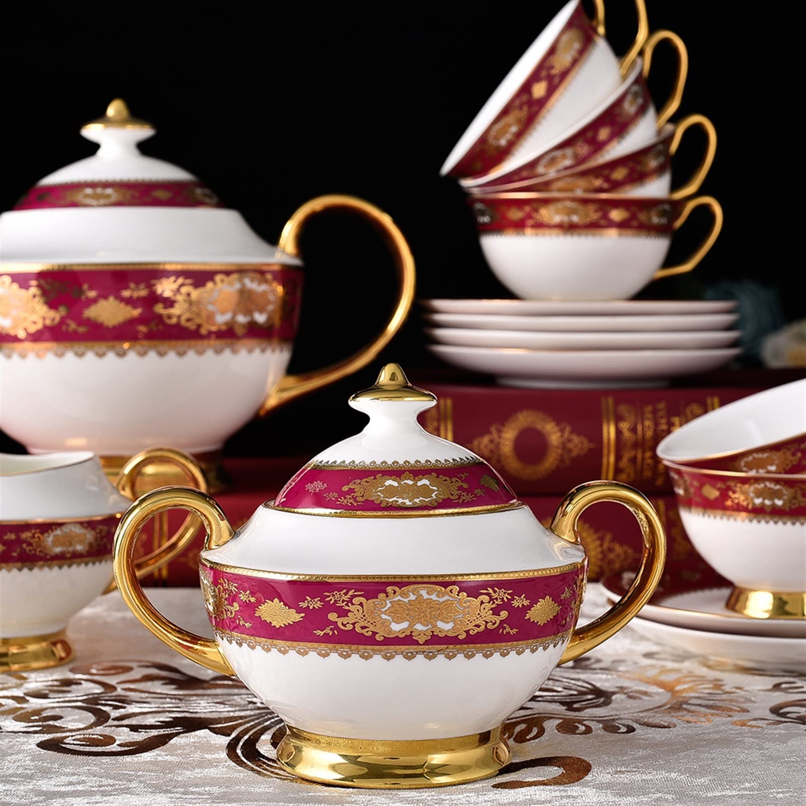 Pot de Sucre Céramique Sugar Bowl Sel Condiment Jars Outil de Cuisine Jar Ménage Ménage Vintage Bone Chine Bol à Sucre avec Couvercle Bol à Sucre