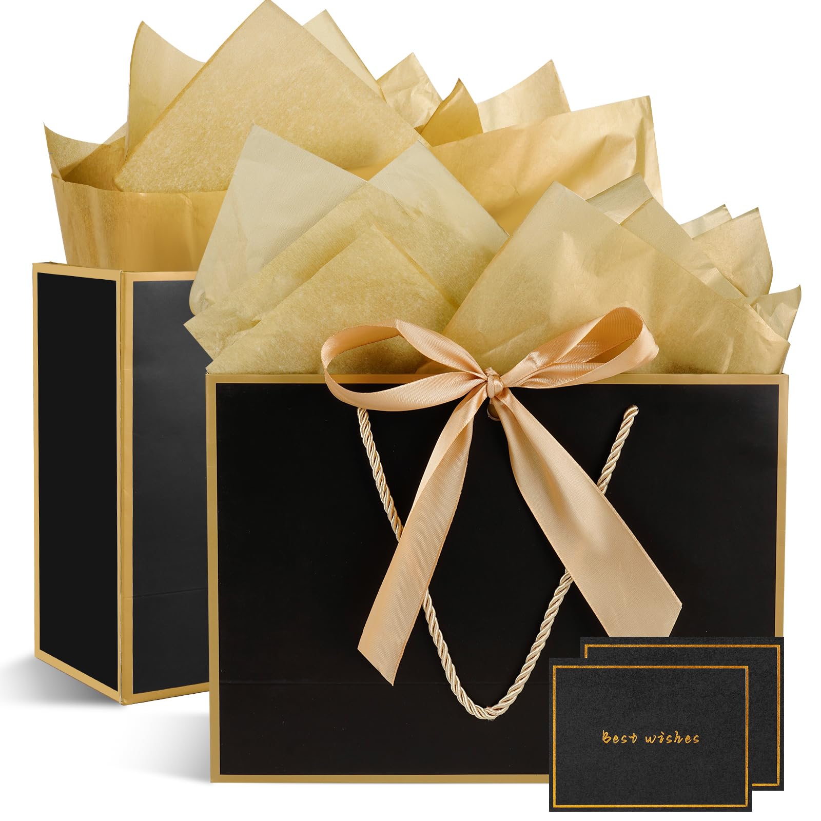 Confezione da 2 sacchetti regalo in carta con 2 fazzoletti e biglietti, sacchetti regalo per donne, ragazze, damigelle d'onore, compleanni, San Valentino e feste di nozze