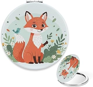 Vintage Compact Mirror, Cute Cartoon Fox Smal...