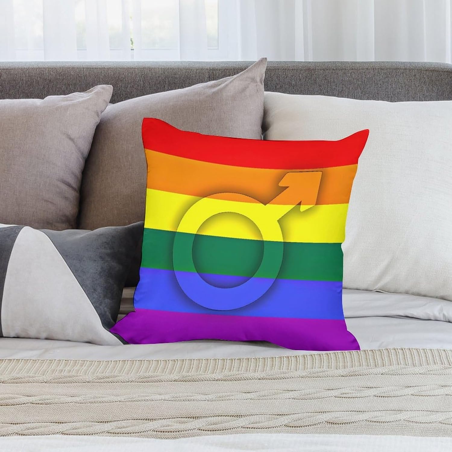 Gay Male LGBT Flag Printed Throw Pillow Case 4 Pcs Soft Pillowcases Pillows Covers Sofa Bed Decor 12/14/16/17/18/20/22/24/32 Inches
