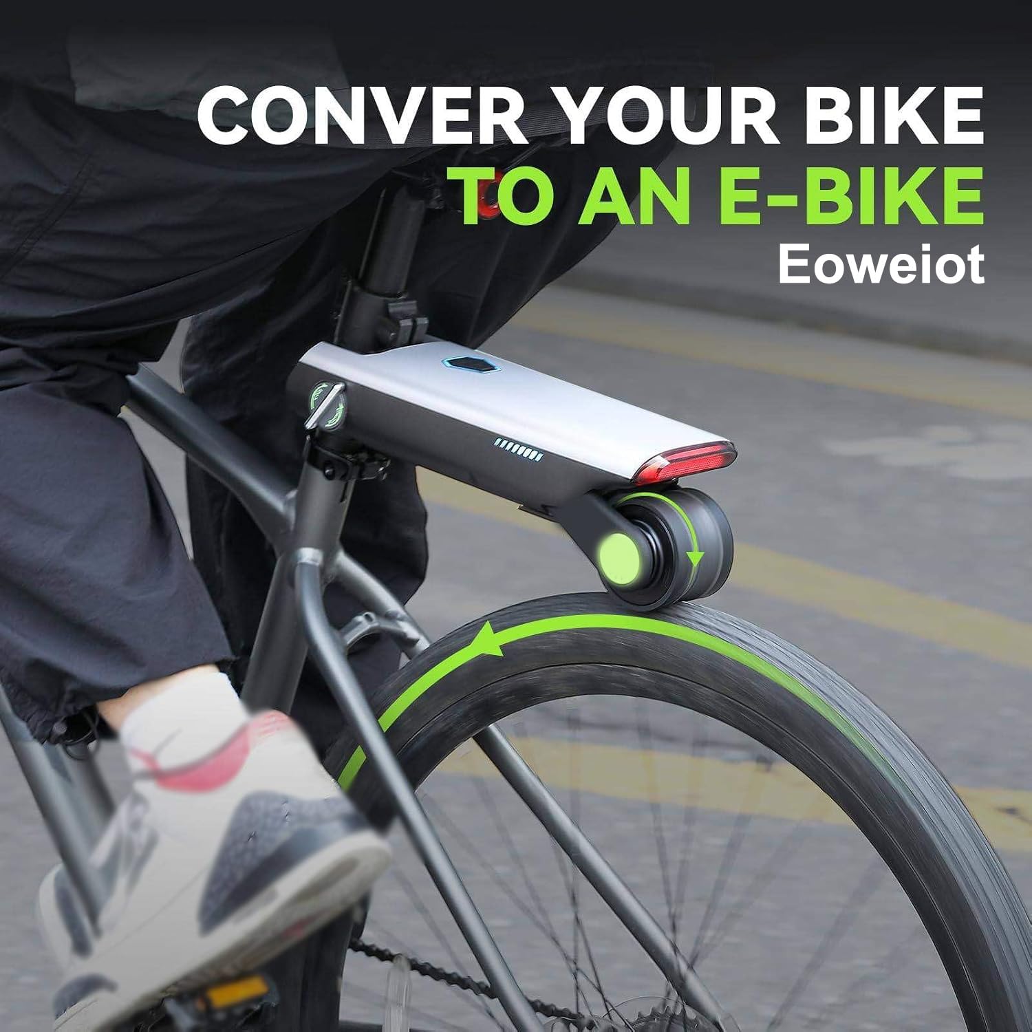 Kit di conversione per Bici elettrica Portatile, Dispositivo di pedalata assistita, Design Leggero da 2 kg, autonomia di 50 km per Bici da Strada e da Città.