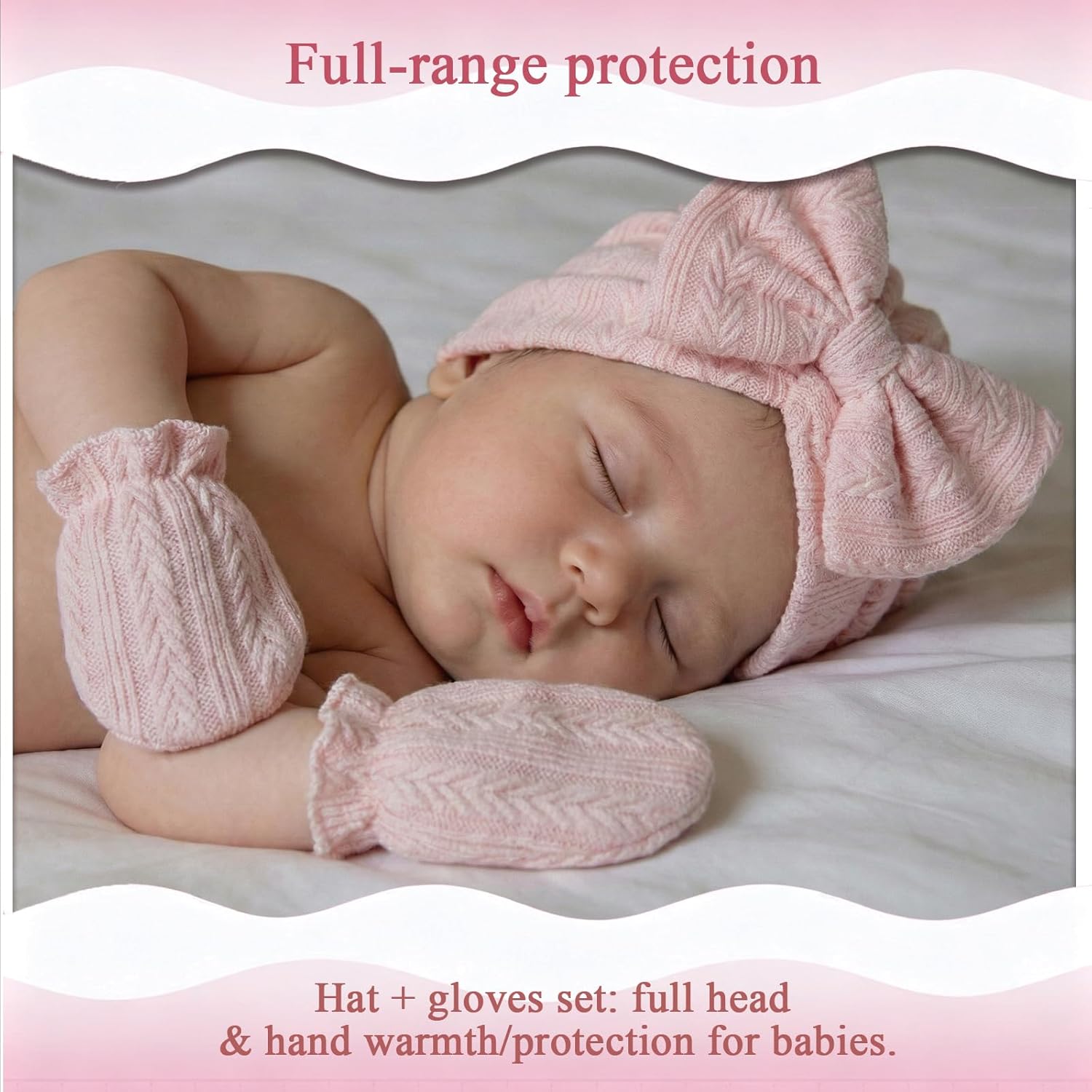 8 Sets Newborn Baby Hats & Mittens Cotton Preemie Infant Bow Beanies Caps Gloves Hospital New Born Boy Girl 0-3 Month - Image 6