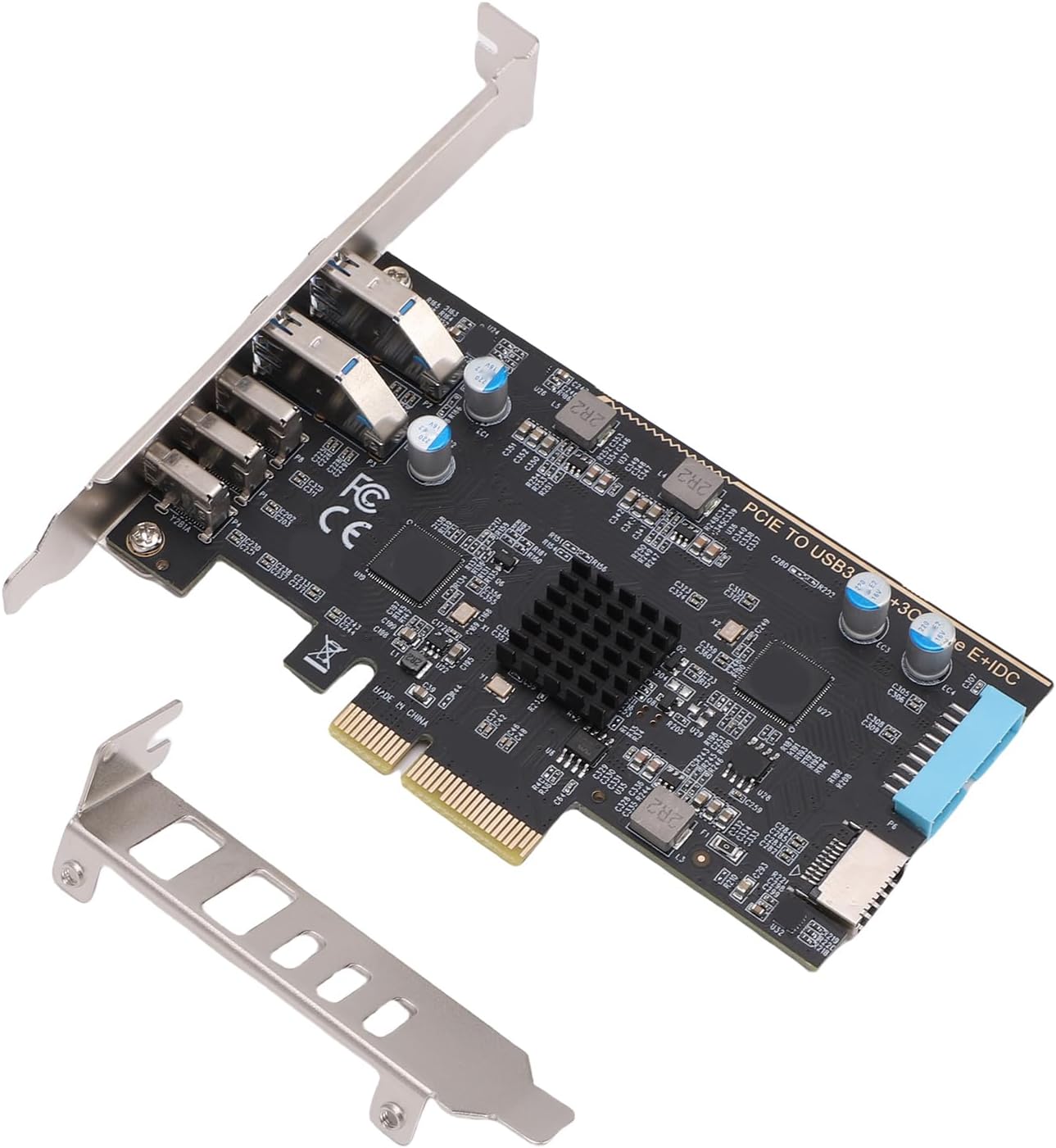 Zunate PCIe to USB 3.2 Gen 2 Expansion Card, 3 USB Type C and Type A Ports with E and 19 Pin Interface, 10Gbps Bandwidth, Compatible with and, Includes Low
