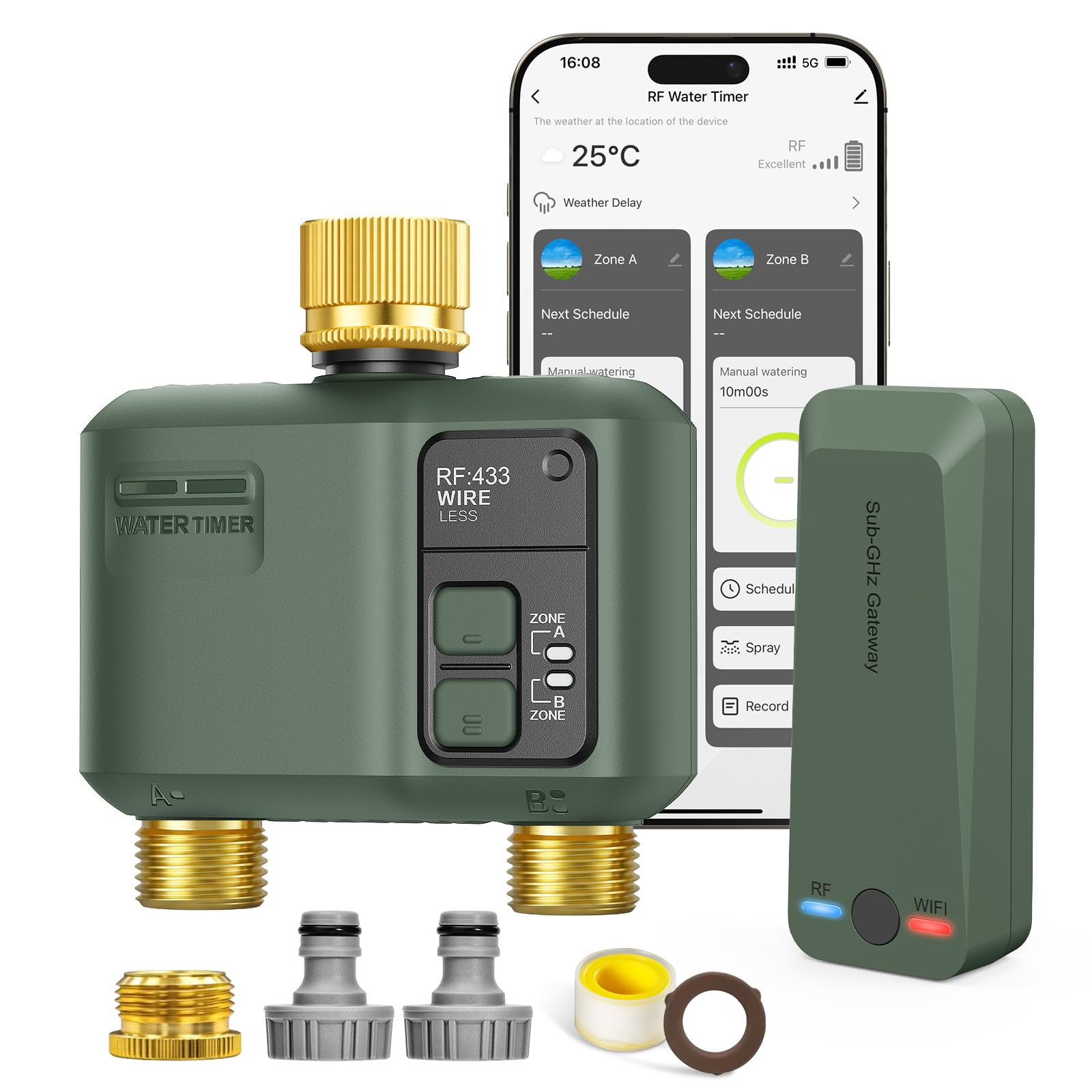 Programmateur Arrosage Automatique WiFi Connecté avec 2 Voies Retard