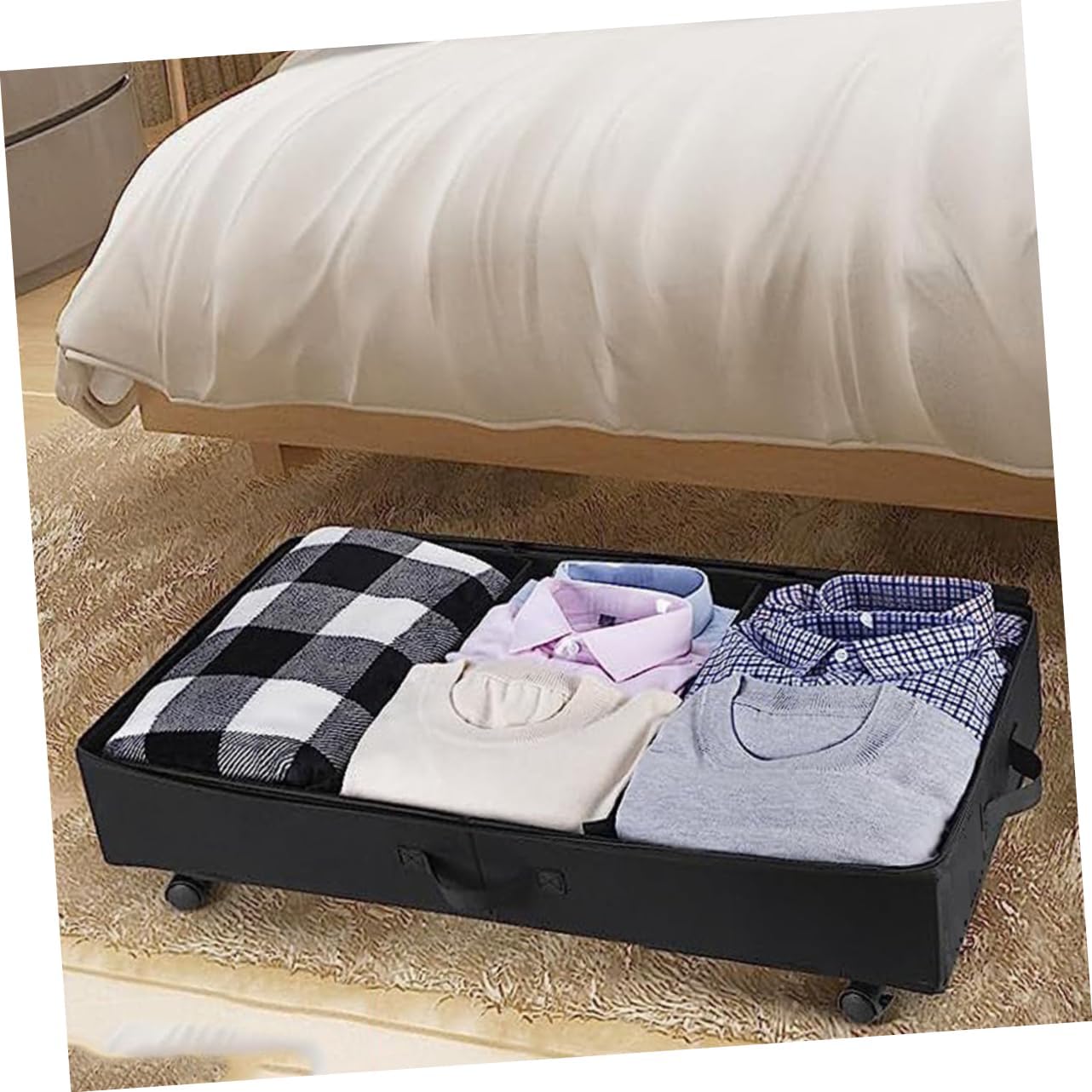 Alipis Bed Bottom Storage Cart Oxford Cloth Storage Bin under Bed Nonwovens Quilts Box