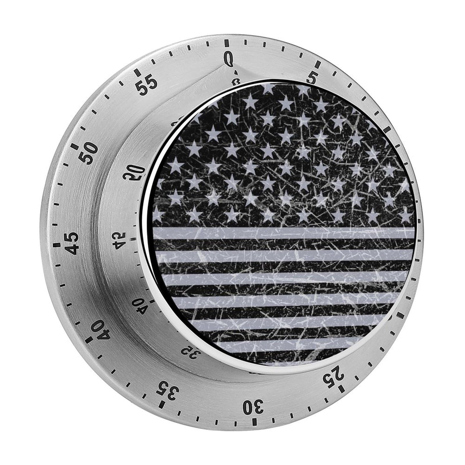 Vintage USA Flag Retro American Flag Art Circular Rotating Timer, Suitable for Kitchen and Bedroom