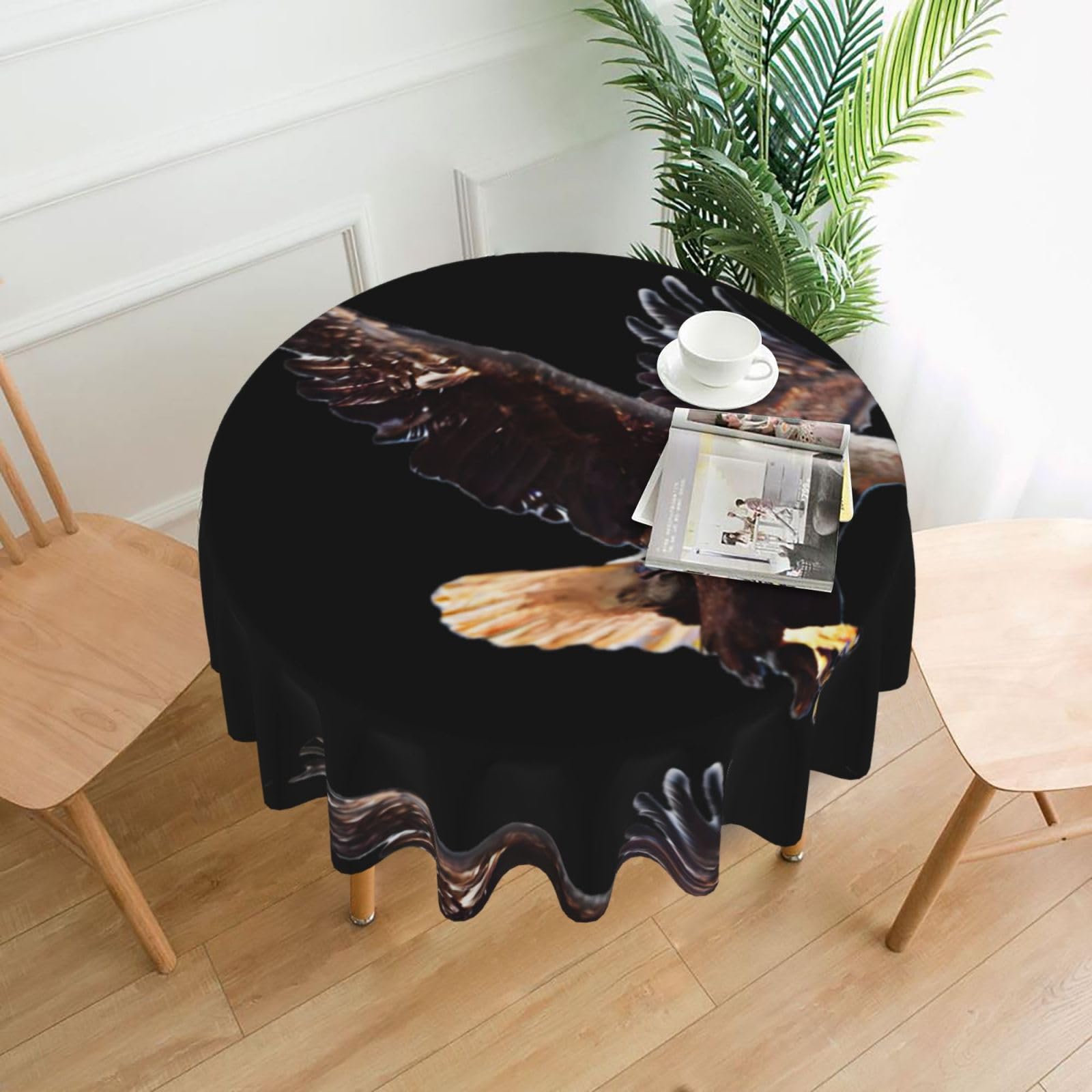 YYHHAOFA An Eagle Prints Round Decorative Tablecloth 60in - High-Grade Polyester Throw for Dining Tables, Parties, & Outdoor Events