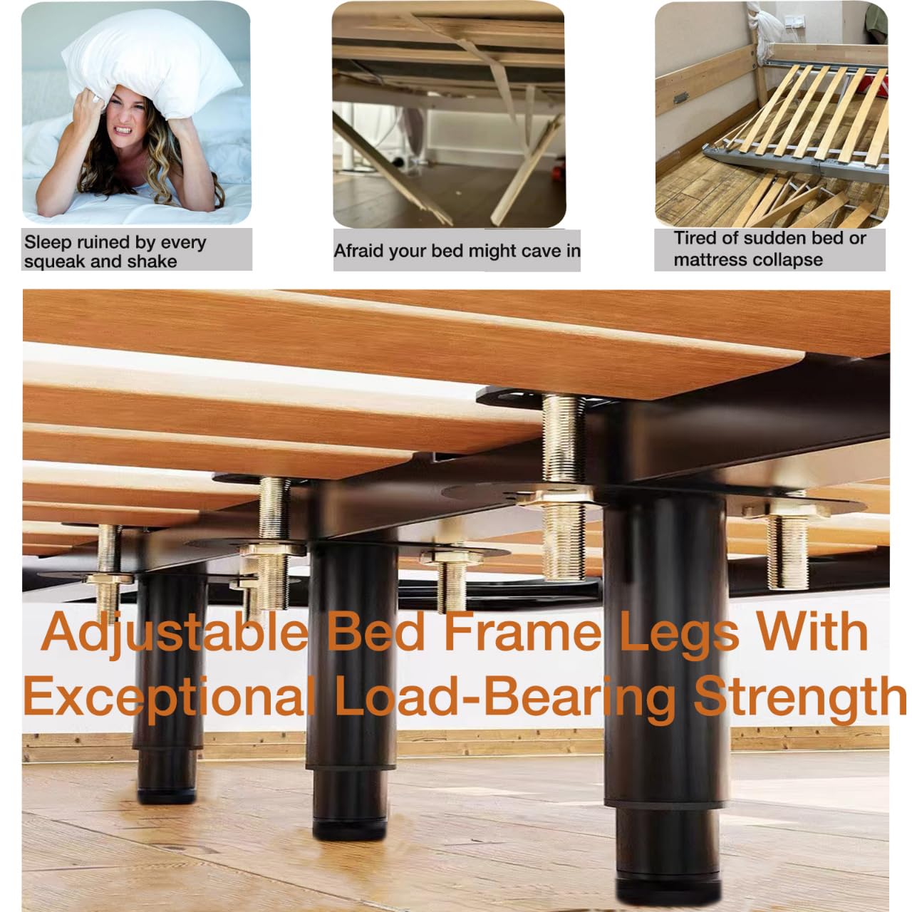 Lot De 2 Pieds De Lit Réglables Rétractables Et Robustes Pour Cadre De Lit Central De Lit, Pièces De Rechange Pour Cadre De Canapé-lit, 16 Cm