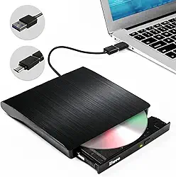 Unidade de DVD externa USB 3.0 Tipo-C gravador de CD portátil +/-RW Drive DVD Player para ROM Rewriter Burner compatível com laptop, desktop, PC, Windows, MacBook, Linux, Mac OS