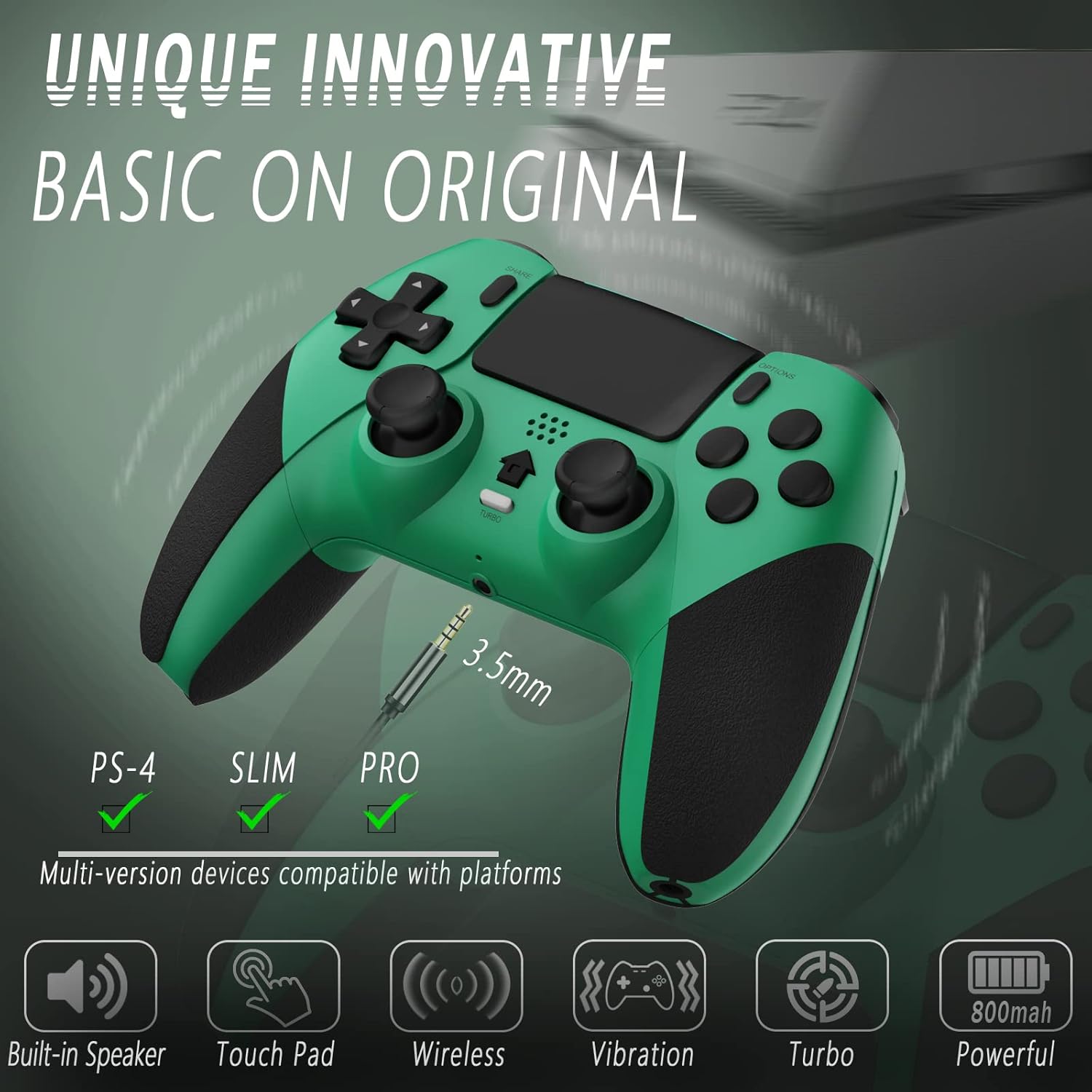 TERIOS Gaming Pro Controller Compatible with PS4,Pro,Slim - Wireless Controller with Built-in Speakers/Precise Joysticks/Turbo/Advanced Buttons Programming, and 800mAh Rechargeable Battery