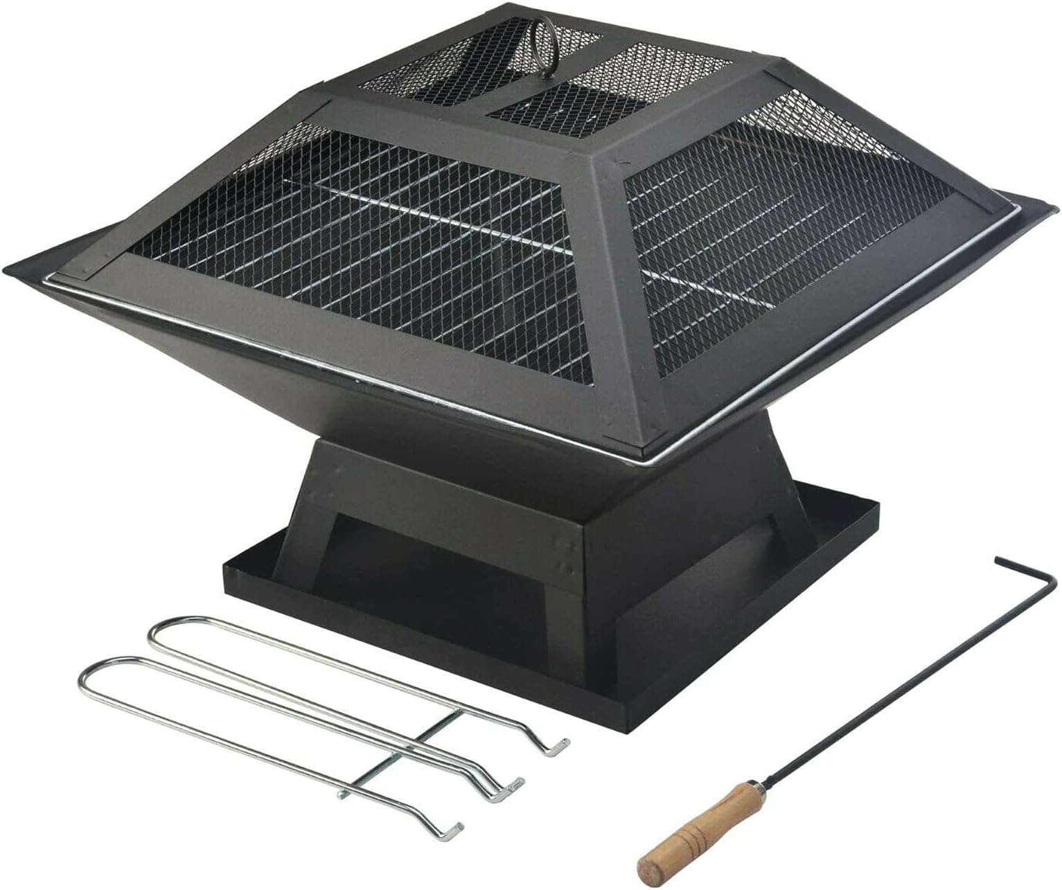 Redwood BB-CH713 Square Fire Pit with BBQ Grill