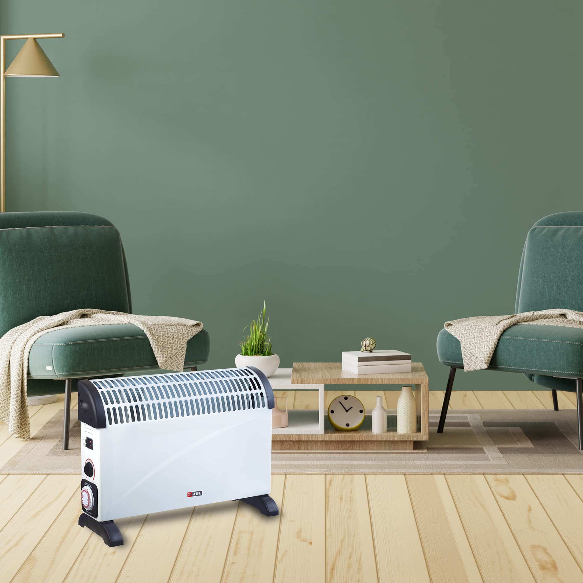 X4-LIFE Convettore 2000 W, timer 24 ore, radiatore elettrico, risparmio di costi energetici, protezione contro il surriscaldamento con spia di controllo, 3 livelli di calore a partire da 750 W