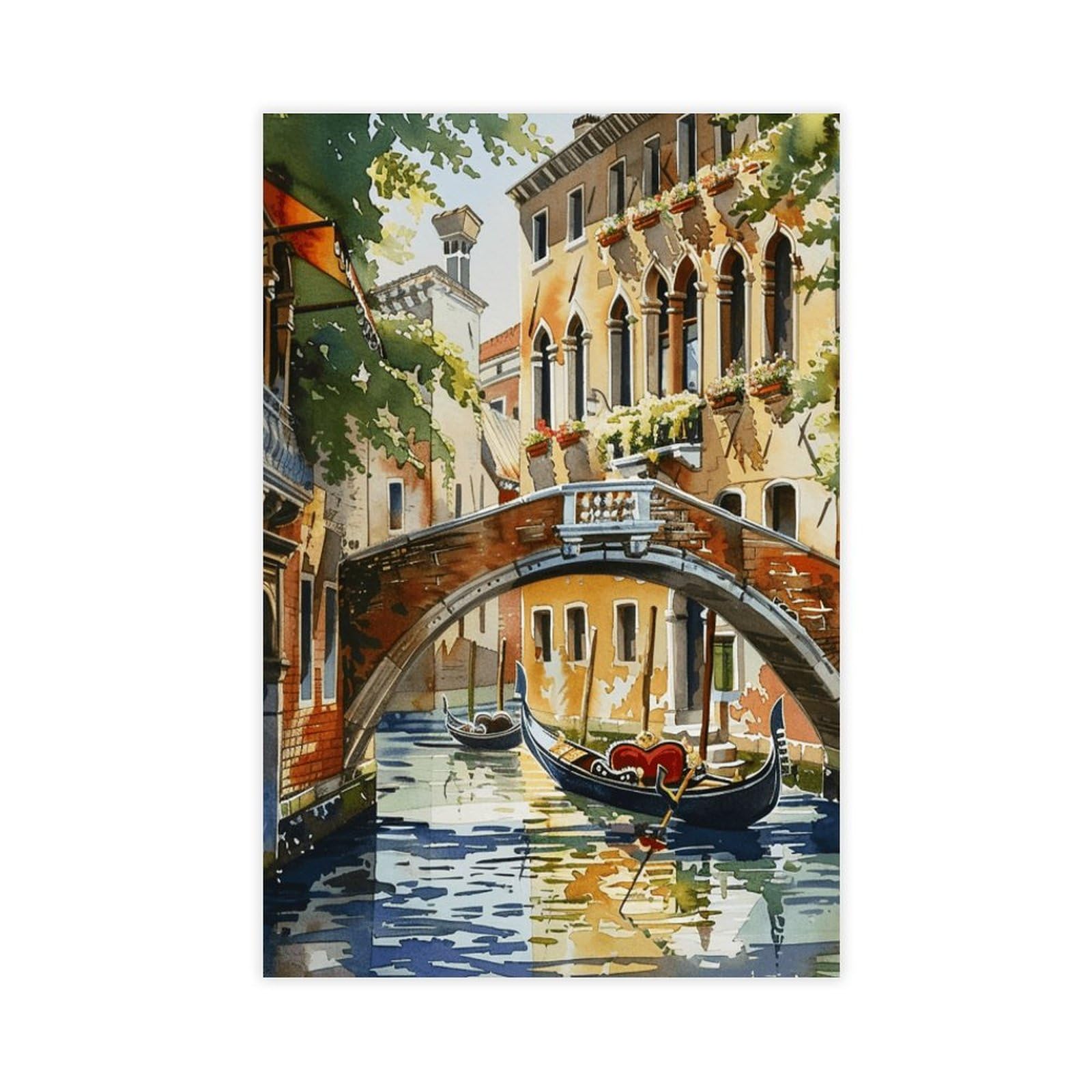 Utgn Venice Art, Italy Watercolor Painting Canvas Poster Wall Art Print Picture Paintings 08X12inch(20X30cm)
