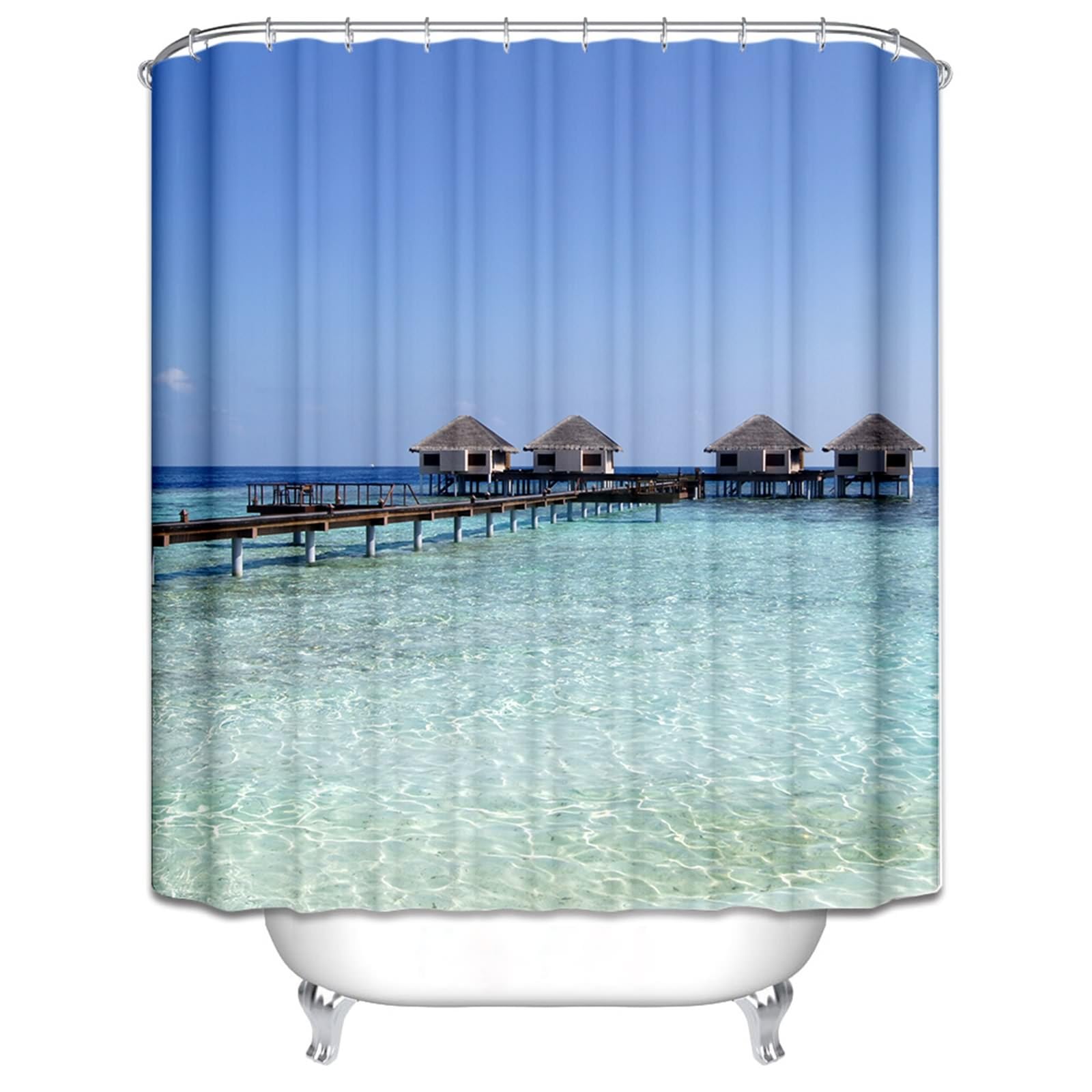 Rideau de douche imperméable et anti-moisissure bleu 180x180 lavable pour douche et baignoire