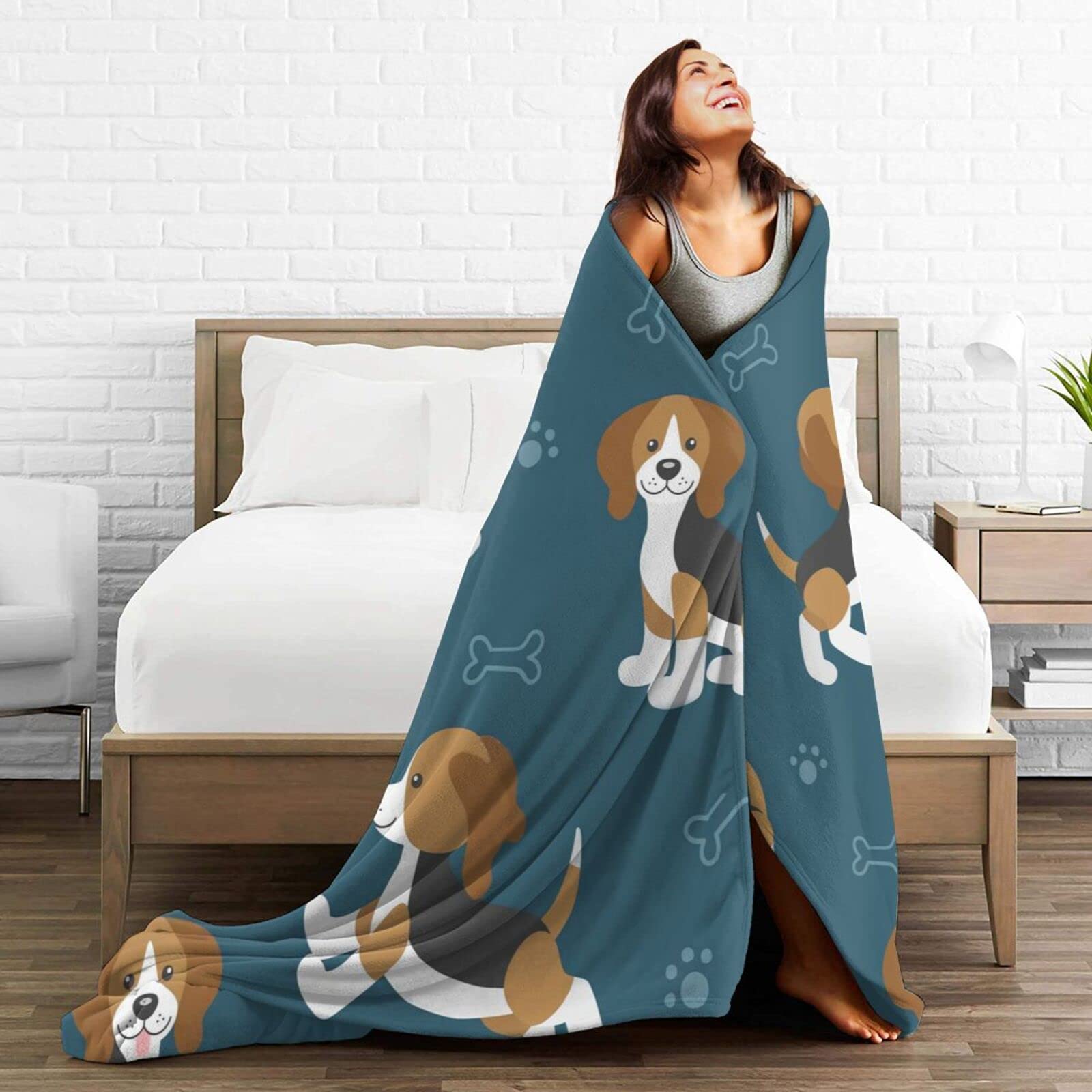 Niedliche Beagle-Decke – Weiche Flanell-Decke Mit Hunde-Muster, 127x152 Cm, Für Sofa, Bett & Reisen